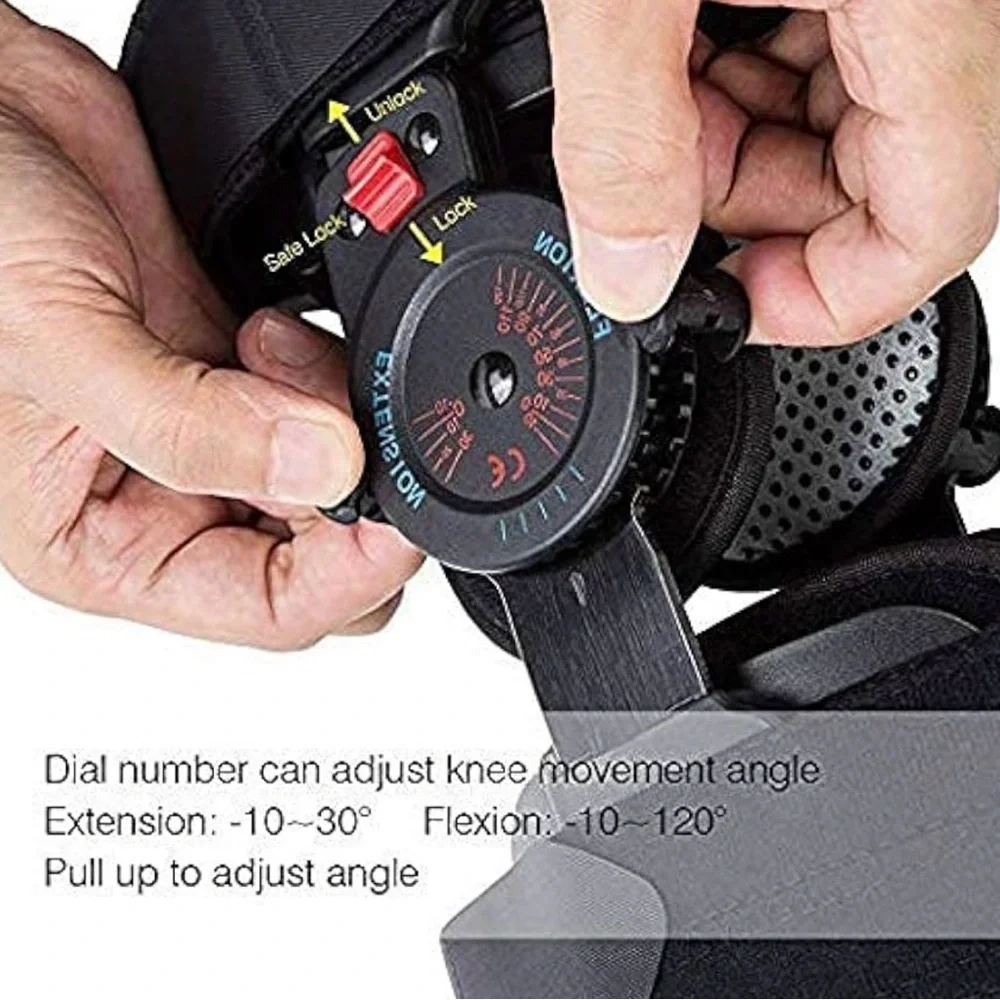 Adjustable Black Hinged Knee Brace with ROM Dial Support